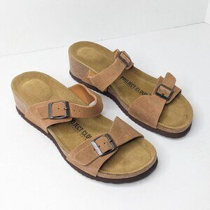 Project Cloud Beau Wedge Sandals, Tan Suede, Women's 9